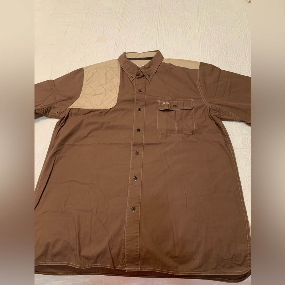 Game Guard Shirt Men’s XL  Brown/Tan Shooting Outdoor Hunting Padded Shoulder